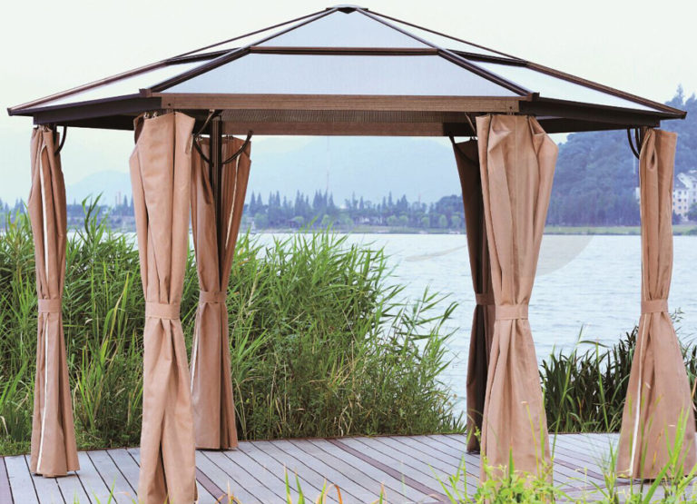 waterproof brown gazebo glass roof