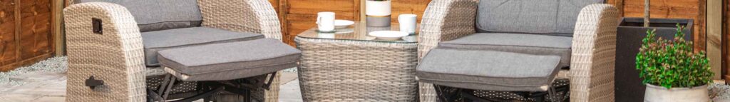 bistro set for relaxing with footstools