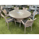Sharnford Stacking 6 Seater Round Rattan Dining Set inCappuccino