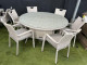 Sharnford Stacking 6 Seater Round Rattan Dining Set in Latte 
