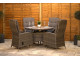 Burbage 4 Seater Round Reclining Dining Set in Stone Grey Rattan