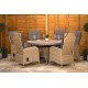 Burbage 6 Seater Round Reclining Dining Set in Silver Grey Rattan