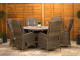 Burbage 6 Seater Round Reclining Dining Set in Stone Grey Rattan