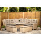 Burbage Large Rattan Corner Lounge Set with Height Adjustable Table in Latte 