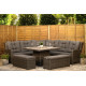 Burbage Large Rattan Corner Lounge Set with Height Adjustable Table in Stone Grey