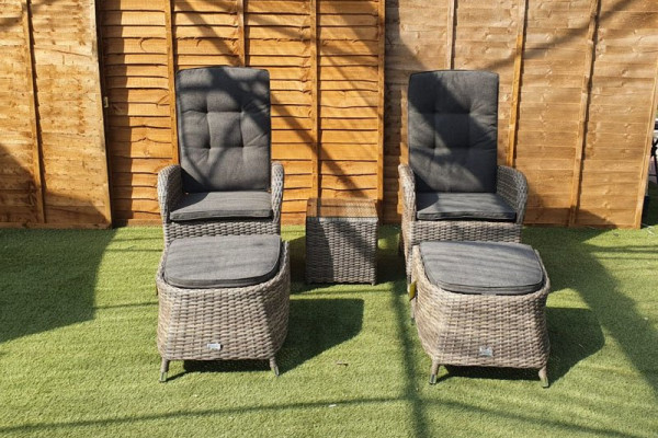 Burbage 2 Seater Reclining Rattan Bistro Set in Cappuccino