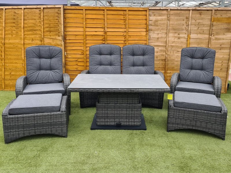 Reclining Rattan 4 Seater Sofa Set, Reclining Rattan Outdoor Furniture
