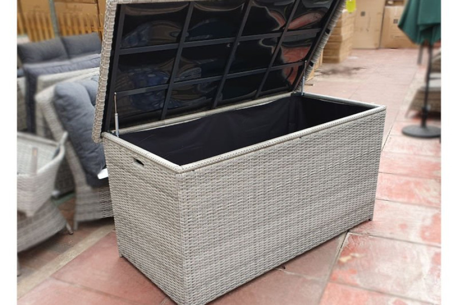 Arbory Cushion Storage Box in Silver Grey Rattan