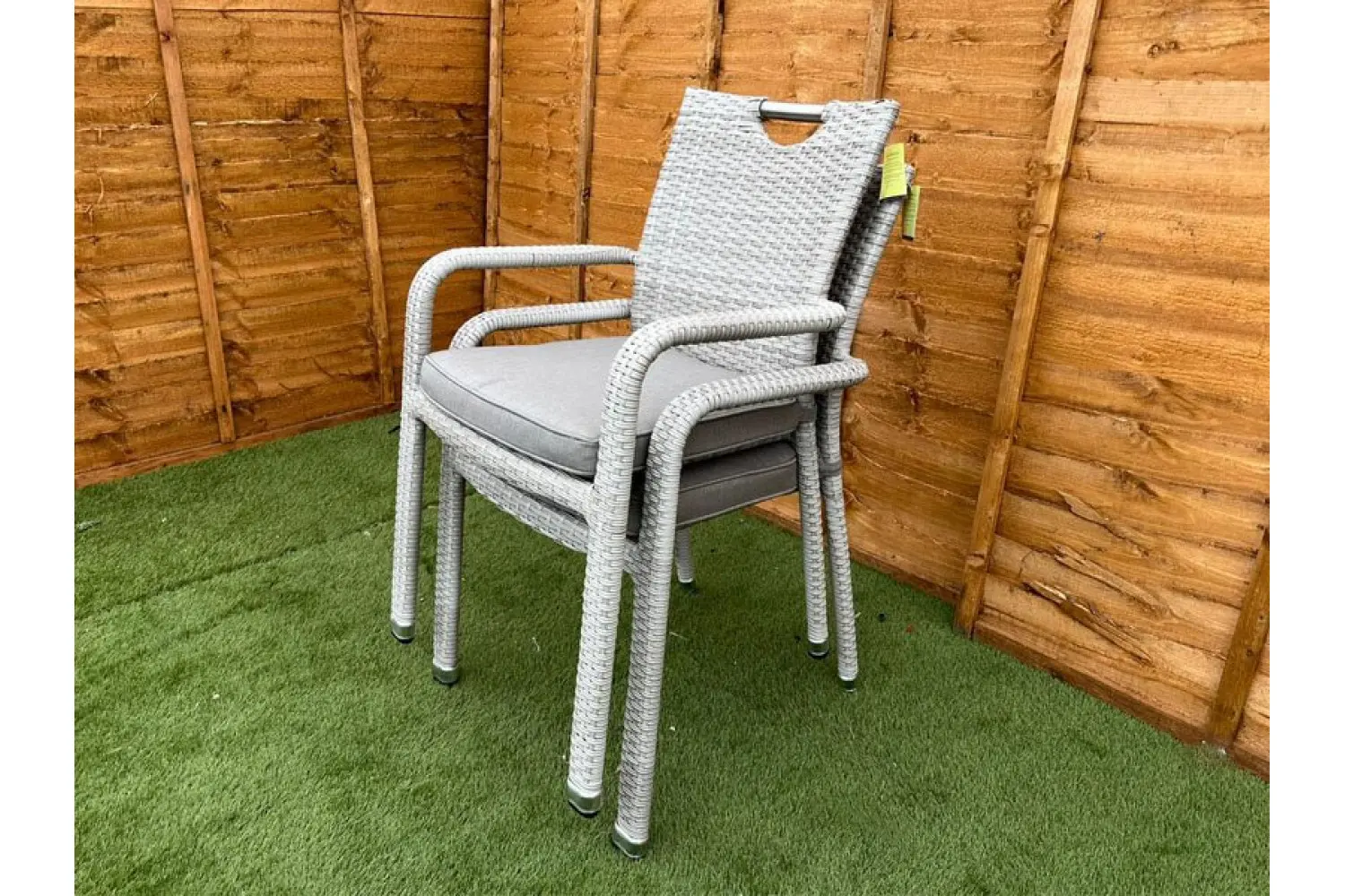 Sharnford Stacking 6 Seater Rectangular Rattan Dining Set in Latte - photo 2