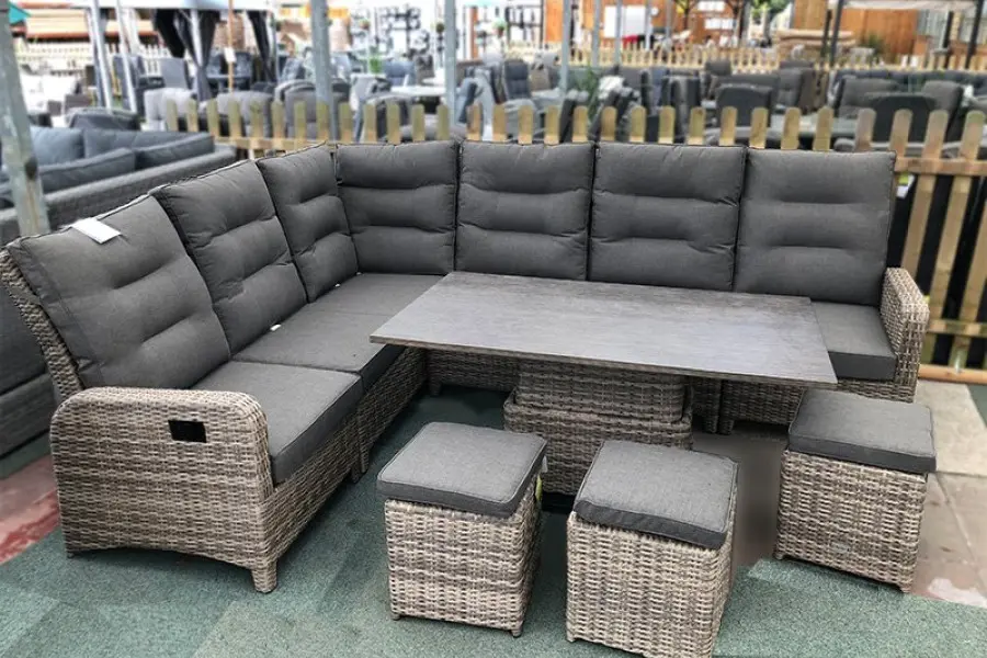 #AskGCS for Large Reclining Rattan Corner Sofa Set - Cappuccino