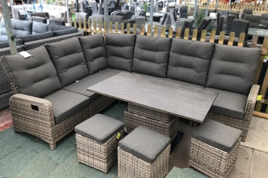 Customer Reviews for Large Reclining Rattan Corner Sofa Set - Cappuccino