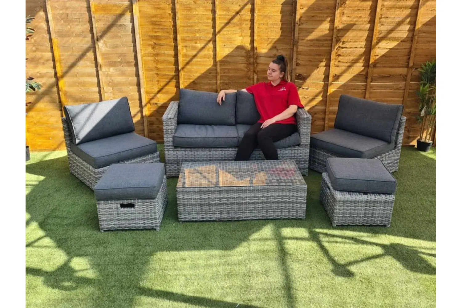 Sapcote 6pc Hideaway Lounge Set in Grey Rattan  - photo 3