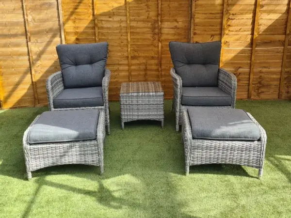 Two separate footstools, not one fixed lounger