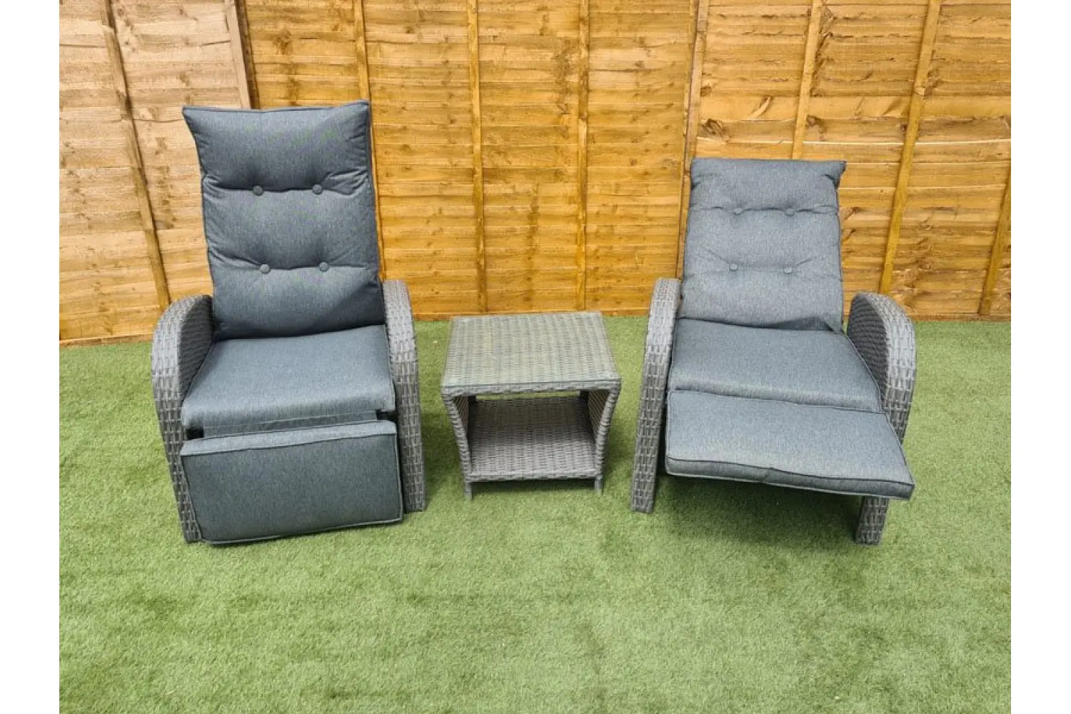 Burton Reclining Rattan Bistro Set + Built in Footrests - photo 4
