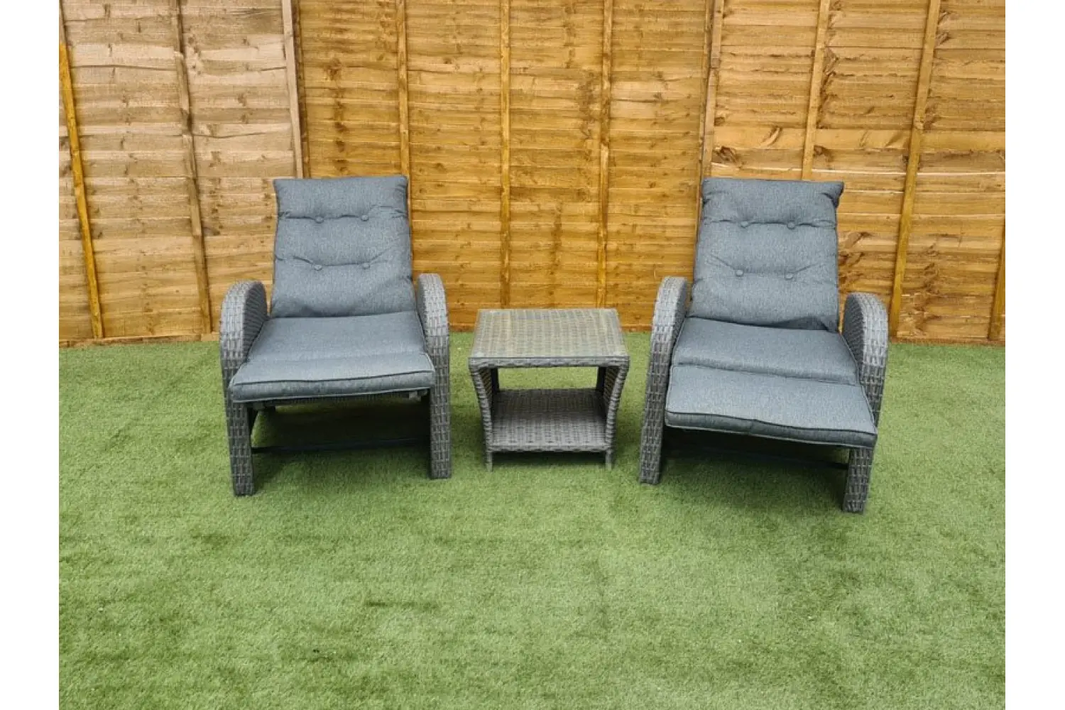 Burton Reclining Rattan Bistro Set + Built in Footrests - photo 6