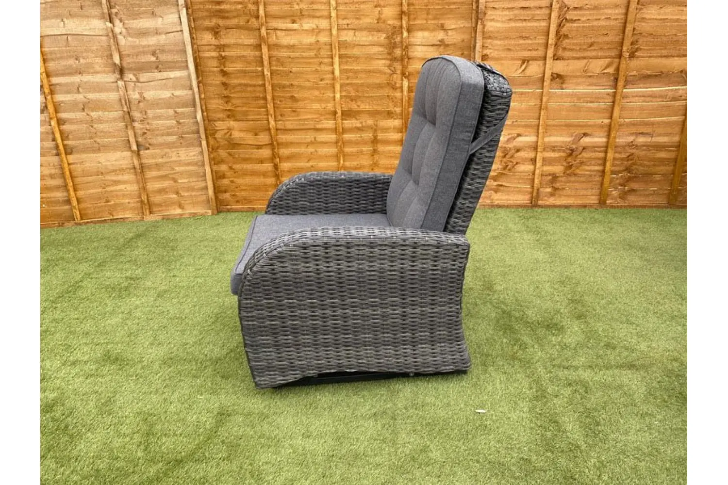 Burbage Reclining Rattan Sofa Set + Adjustable Table in Stone Grey - photo 3