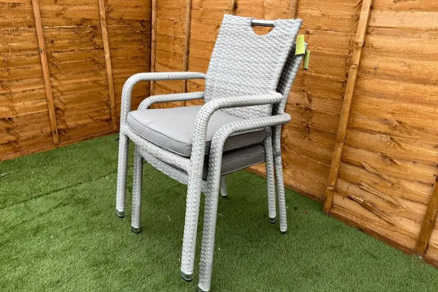 #AskGCS for Sharnford Stacking 6 Seater Round Rattan Dining Set in Latte 