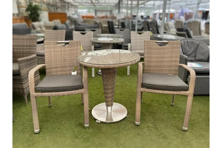 Sharnford Stacking Rattan Bistro Set in Brown