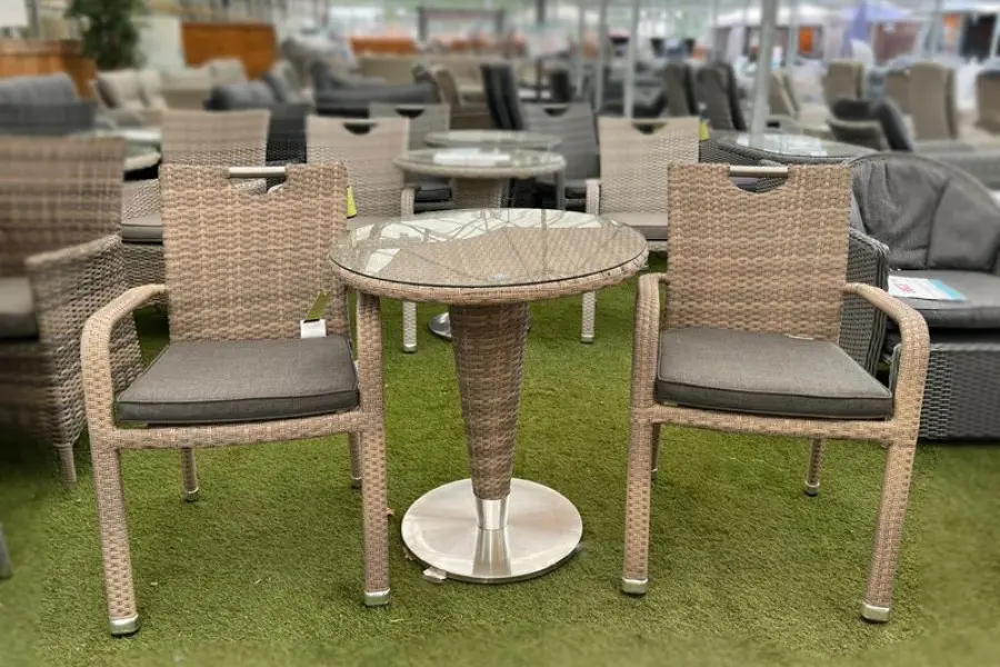 Customer Reviews for Sharnford Stacking Rattan Bistro Set in Brown