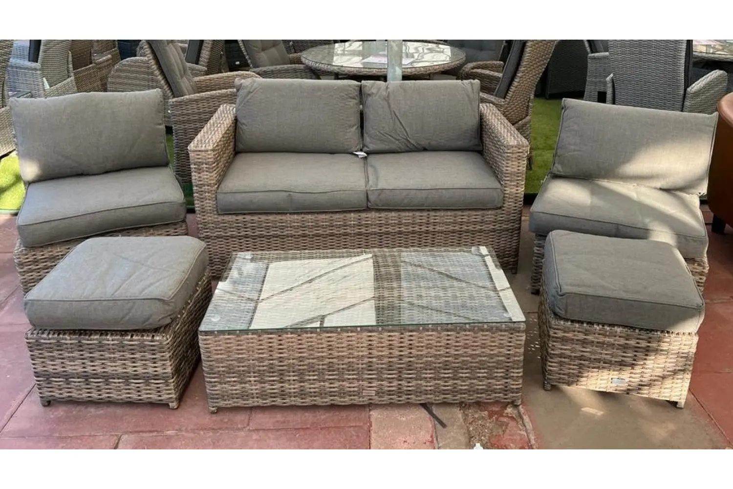 Sapcote 6pc Hideaway Lounge Set in Brown Rattan