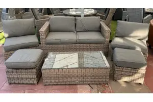 Sapcote 6pc Hideaway Lounge Set in Brown Rattan