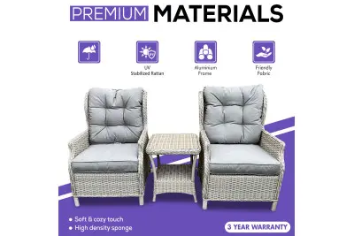 Sapcote Deluxe Reclining Set in Natural Rattan