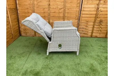 Sapcote Deluxe Reclining Lounge Set + Height Adjustable Table in Natural Rattan 