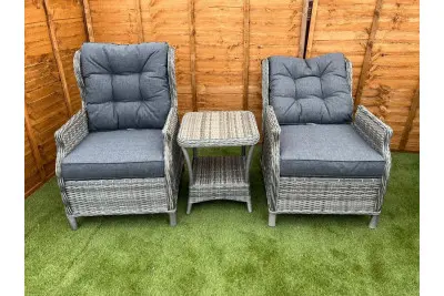 Sapcote Deluxe Reclining Set in Grey Rattan