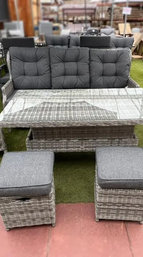 Customer Reviews for Sapcote Deluxe Reclining Lounge Set + Height Adjustable Table in Grey Rattan