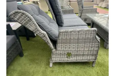 Sapcote Deluxe Reclining Lounge Set + Height Adjustable Table in Grey Rattan
