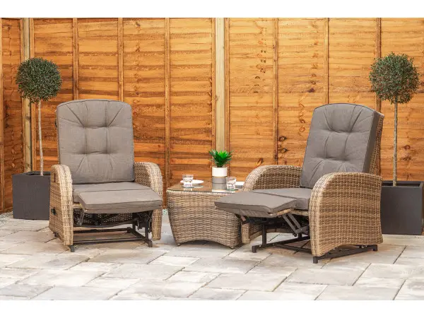 In the box: chairs, table, cushions, glass top