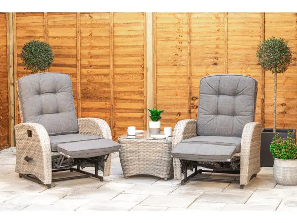 Weather-ready weave; cushions live indoors
