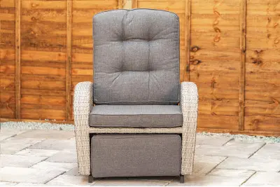 Burbage Rocking & Reclining Rattan Bistro Set in Silver Grey