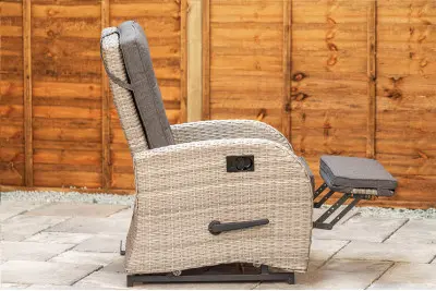 Burbage Rocking & Reclining Rattan Bistro Set in Silver Grey