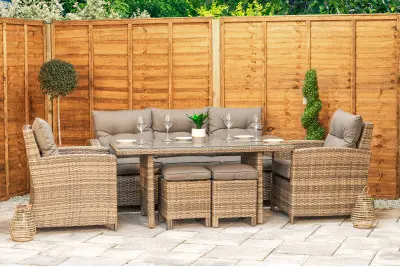 Sapcote Modular Lounge Dining Set in Brown Rattan 