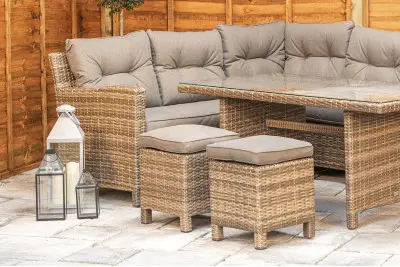 Sapcote Modular Corner Dining Set in Brown Rattan 