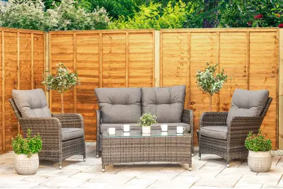 Sapcote Sofa Lounge Set Dark Grey Rattan 