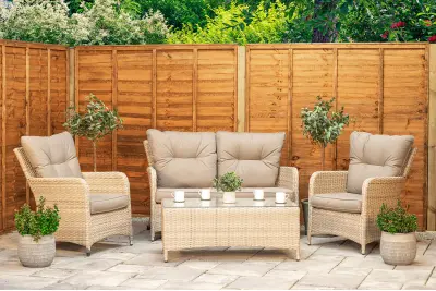Sapcote Sofa Lounge Set in Natural Rattan