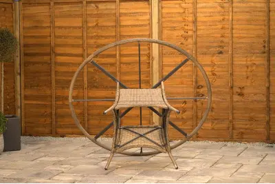 Burbage 4 Seater Round Reclining Dining Set in Stone Grey Rattan