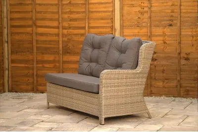 Burbage Large Rattan Corner Lounge Set with Height Adjustable Table in Stone Grey