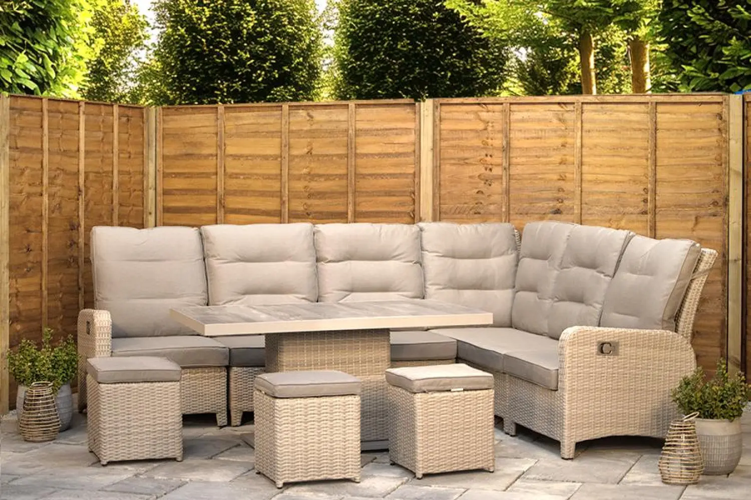 Burbage Reclining Rattan Corner Lounge Set in Silver Grey - photo 8