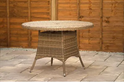 Sapcote 4 Seater Round Dining Set in Natural Rattan
