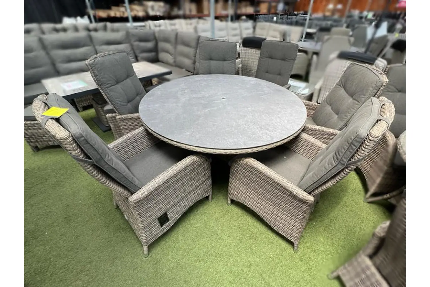 Burbage 6 Seater Round Reclining Dining Set in Cappuccino Rattan - photo 3