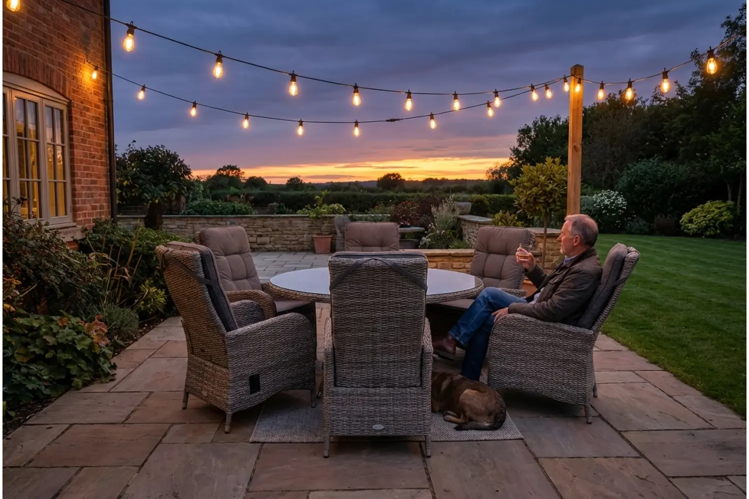 Burbage 6 Seater Round Reclining Dining Set in Cappuccino Rattan - photo 6