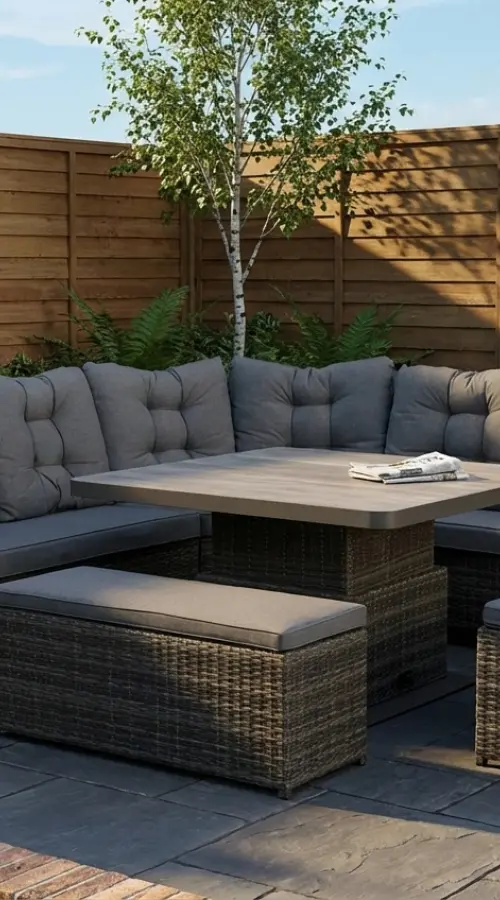 Customer Reviews for Burbage Large Rattan Corner Lounge Set with Height Adjustable Table in Stone Grey