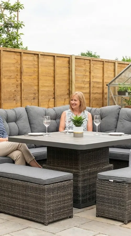 #AskGCS for Burbage Large Rattan Corner Lounge Set with Height Adjustable Table in Stone Grey