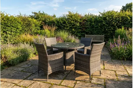 Sapcote 4 Seater Round Dining Set in Dark Grey Rattan