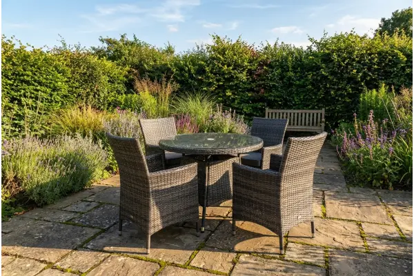 Sapcote 4 Seater Round Dining Set in Dark Grey Rattan