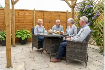 Sapcote 4 Seater Round Dining Set in Dark Grey Rattan