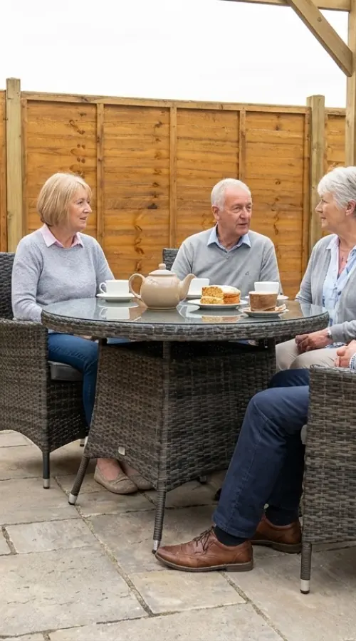 #AskGCS for Sapcote 4 Seater Round Dining Set in Dark Grey Rattan